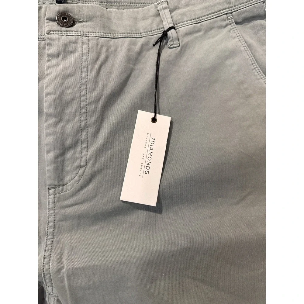 7Diamonds shorts men 38 Tasman Chino Jadeite Green Brushed Luxe pima cotton NEW